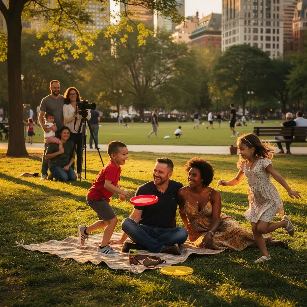 Zespół planujący podróż z dziećmi z mapą i notatkami.