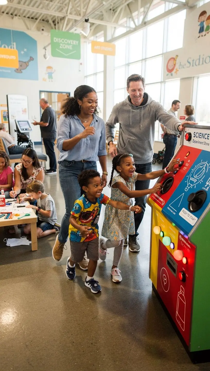 Dzieci bawiące się na placu zabaw w centrum miasta.